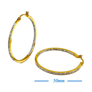 Water Resistant Rhinestone Hoop Earring