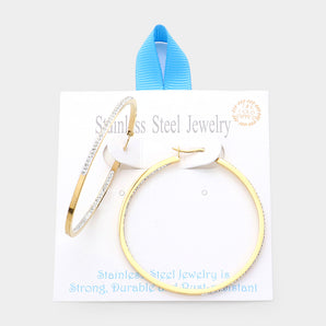 Water Resistant Rhinestone Hoop Earring