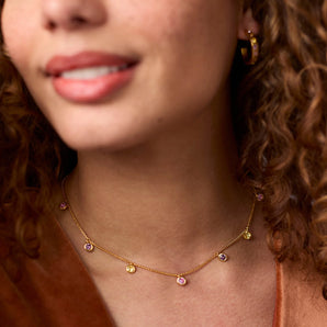 Rainbow Delicate Charm Necklace in Champagne Radiance