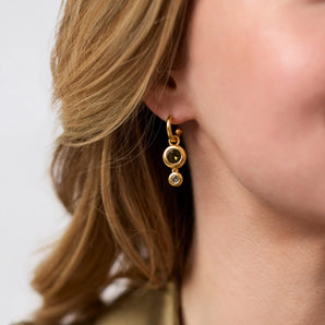 Rainbow Duo Hoop & Charm Earring in Champagne Radiance