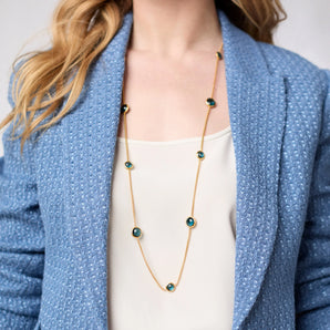 Rainbow Station Necklace in Montana Blue
