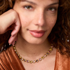 Rainbow Tennis Necklace in Champagne Radiance
