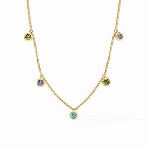 Rainbow Delicate Charm Necklace in Blue Twilight