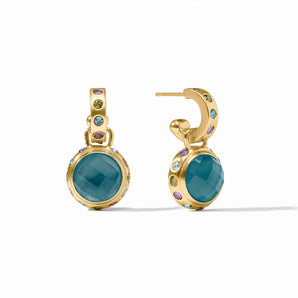 Rainbow Hoop & Charm Earring in Montana Blue