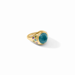 Rainbow Statement Ring in Montana Blue
