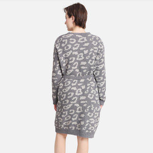 Cozy Leopard Robe in Grey