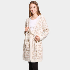 Cozy Leopard Robe in Light Beige