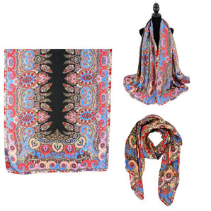 Paisley Satin Scarf in Pink