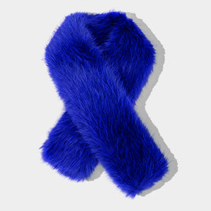 Faux Fur Fluffy Scarf in Blue