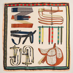 Equestrian Tack Printed Square Silky Satin Scarf