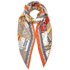 Geometric Pattern Printed Triangle Shape Scarf in Beige