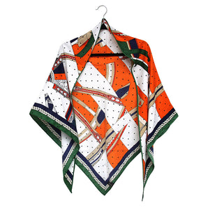 Geometric Pattern Printed Triangle Shape Scarf in Orange