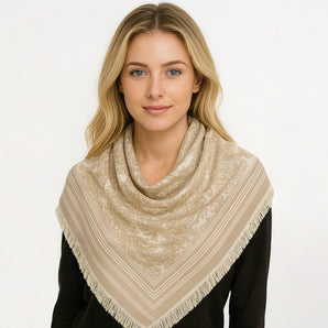 Floral Pattern Scarf in Beige