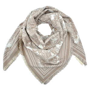 Floral Pattern Scarf in Beige