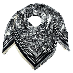 Floral Pattern Scarf in Black