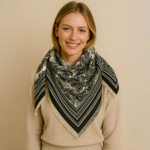 Floral Pattern Scarf in Black