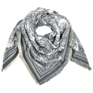 Floral Pattern Scarf in Grey