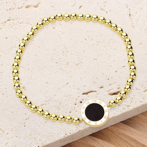 Stainless Steel Roman Numeral Bracelet in Black