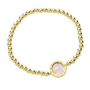 Stainless Steel Roman Numeral Bracelet in Mother of Pearl