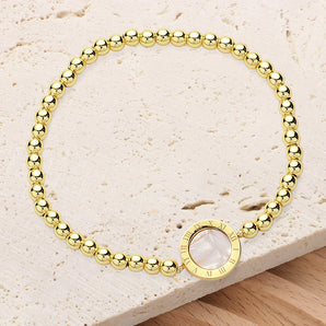 Stainless Steel Roman Numeral Bracelet in Mother of Pearl