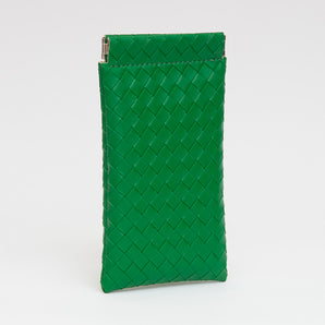 Faux Weave Glasses Case Kelly Green