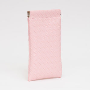 Faux Weave Glasses Case in Light Pink