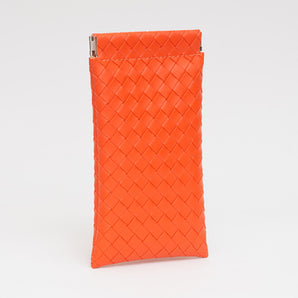 Faux Weave Glasses Case in Orange