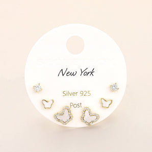 3 Pair MOP/Pave Earring Set