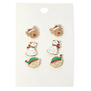 3 Pair Christmas Earrings