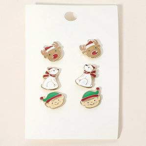 3 Pair Christmas Earrings