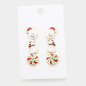 Snowman,Bear,Candy Set/3 Studs
