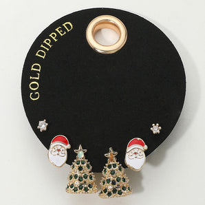 3 Pair Christmas Earrings