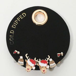3 Pair Christmas Earrings