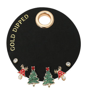 3 Pair Christmas Earrings