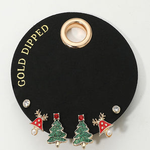 3 Pair Christmas Earrings