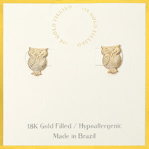 18K GF Owl Stud Earrings