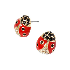 Crystal Enamel Ladybug Stud