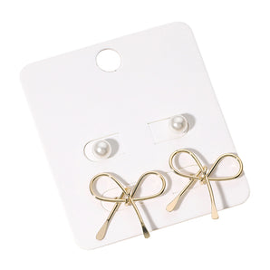Bow/Pearl Earring Set