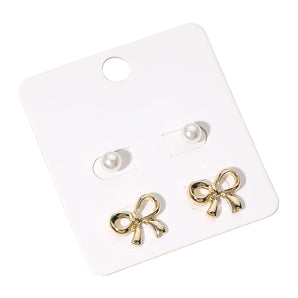 Bow/Pearl Earring Set