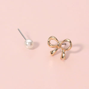 Bow/Pearl Earring Set