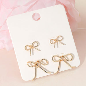 Set/2 Bow Stud Earring