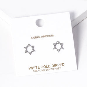 White Gold Dipped Star of David Stud