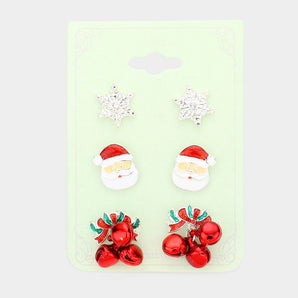 3 Pair Christmas Earrings