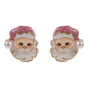 Pearl Santa Face Earring