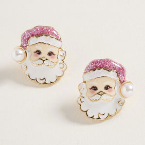 Pearl Santa Face Earring