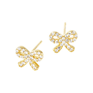 GD Cz Pave Bow Earring