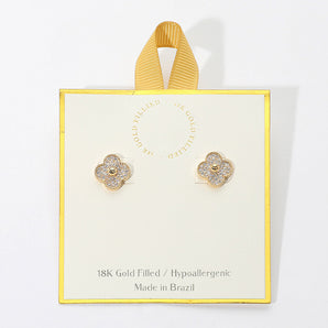 18K GF Quatrefoil Stud Earring