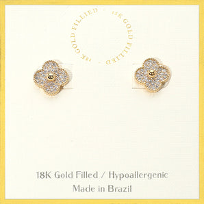 18K GF Quatrefoil Stud Earring