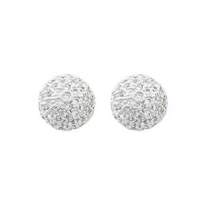 Gold Dipped CZ Stone Paved Ball Stud Earrings