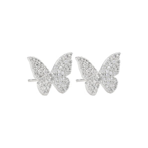 Gold Dipped CZ Stone Paved Butterfly Stud Earrings